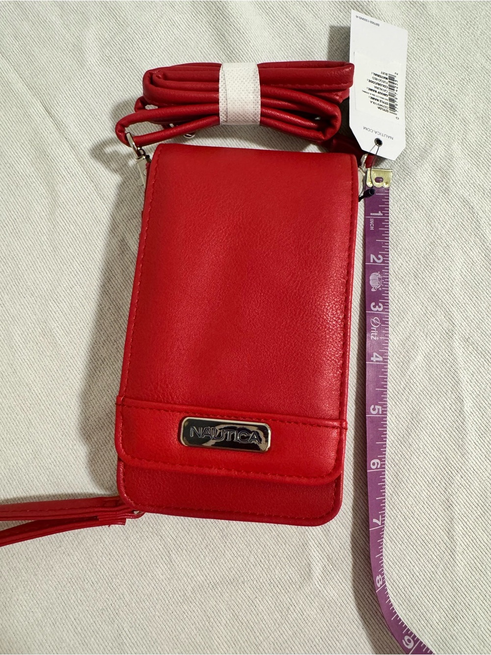 NWT Nautica Red Faux-Leather Phone Crossbody Wristlet Wallet Small - Picture 8 of 8